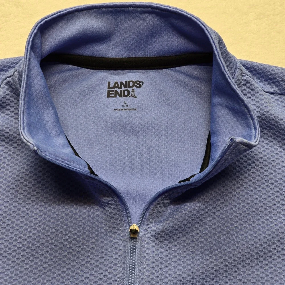 Lands' End Athletic‎ Quarter Zip Pullover Blue Youth L 14-16